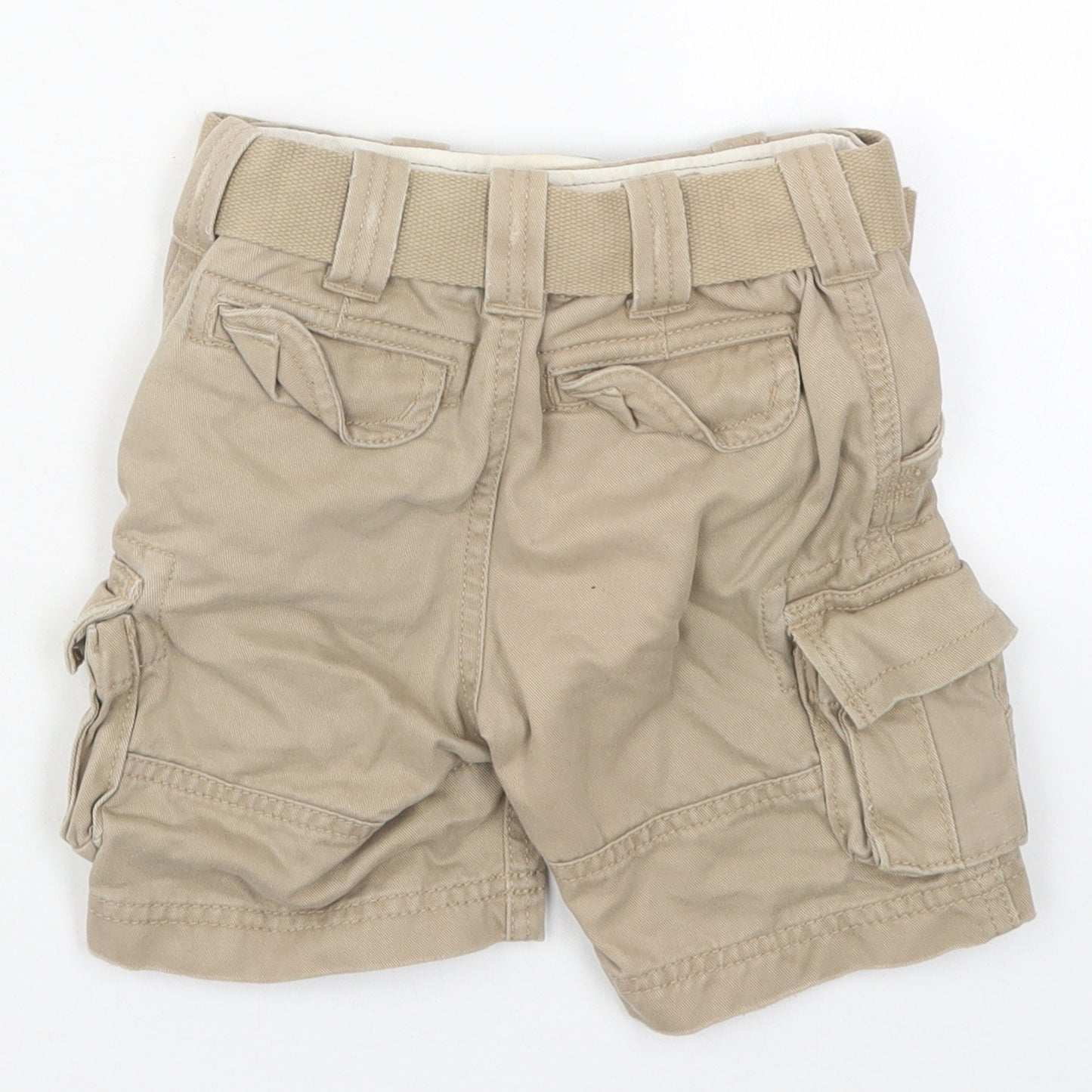 Marks and Spencer Boys Beige  Cotton Cargo Trousers Size 18-24 Months  Button