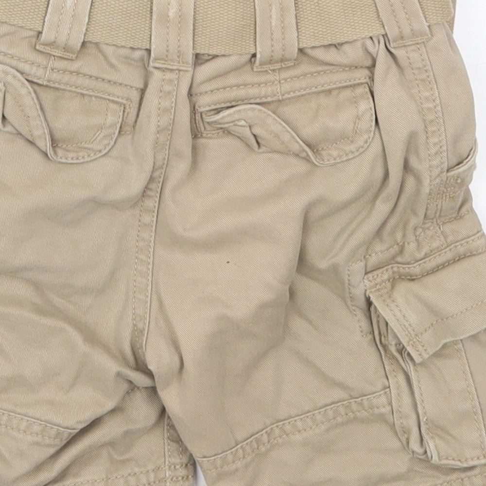 Marks and Spencer Boys Beige  Cotton Cargo Trousers Size 18-24 Months  Button