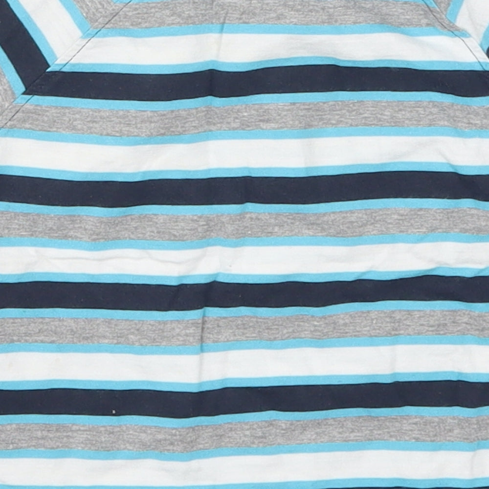 Urban Rascals Boys Blue Striped Cotton Basic T-Shirt Size 18-24 Months Crew Neck Pullover
