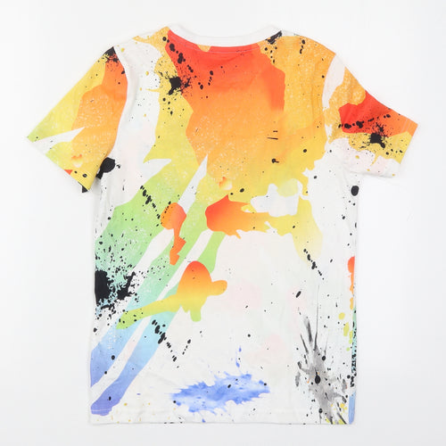 Tesco Boys Multicoloured  Cotton Basic T-Shirt Size 9-10 Years Crew Neck Pullover - Nerf Paint Splatter Print