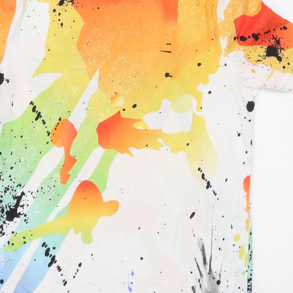 Tesco Boys Multicoloured  Cotton Basic T-Shirt Size 9-10 Years Crew Neck Pullover - Nerf Paint Splatter Print