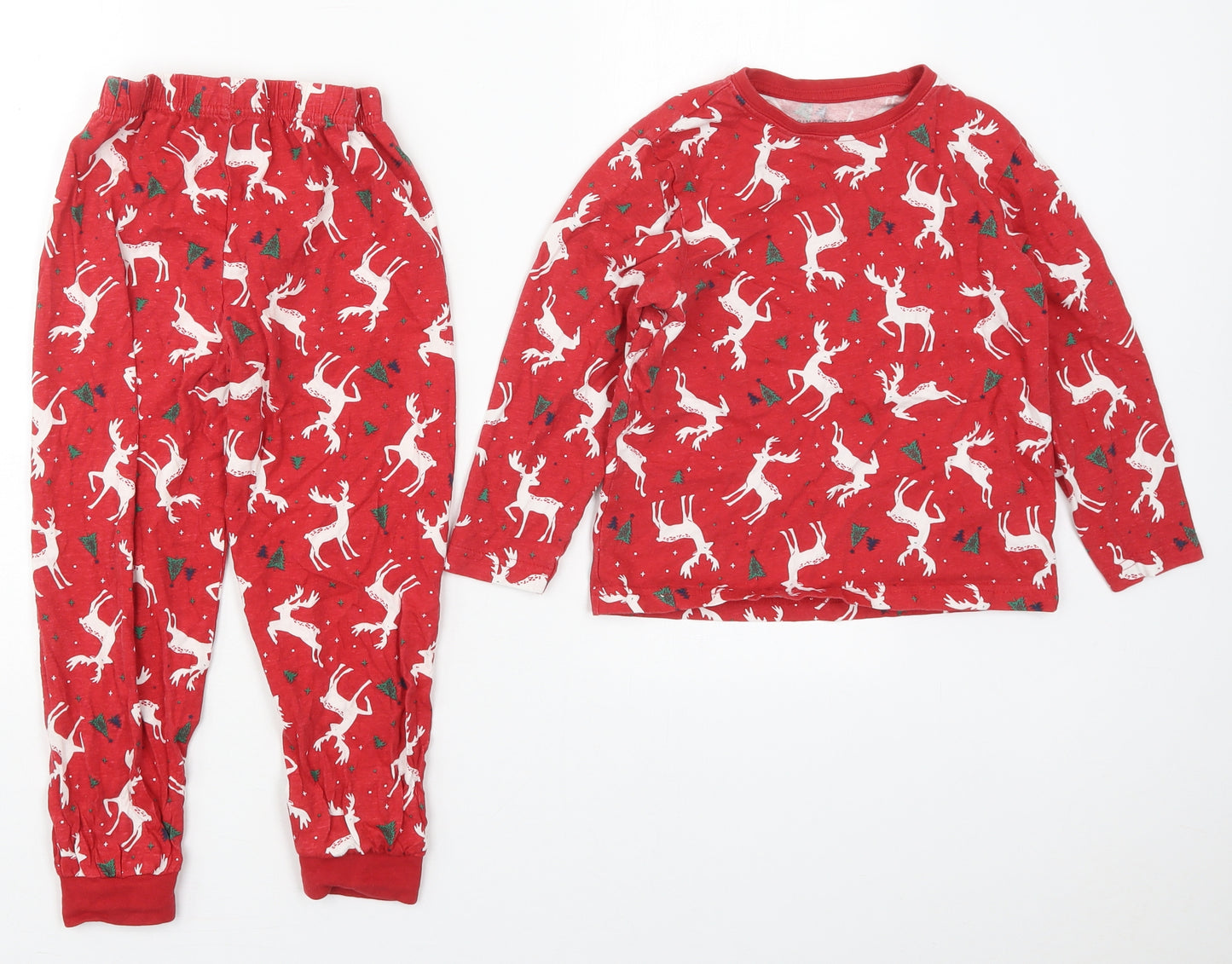 Primark Boys Red Solid Cotton  One Piece Size 5-6 Years  Pullover - Christmas Prints