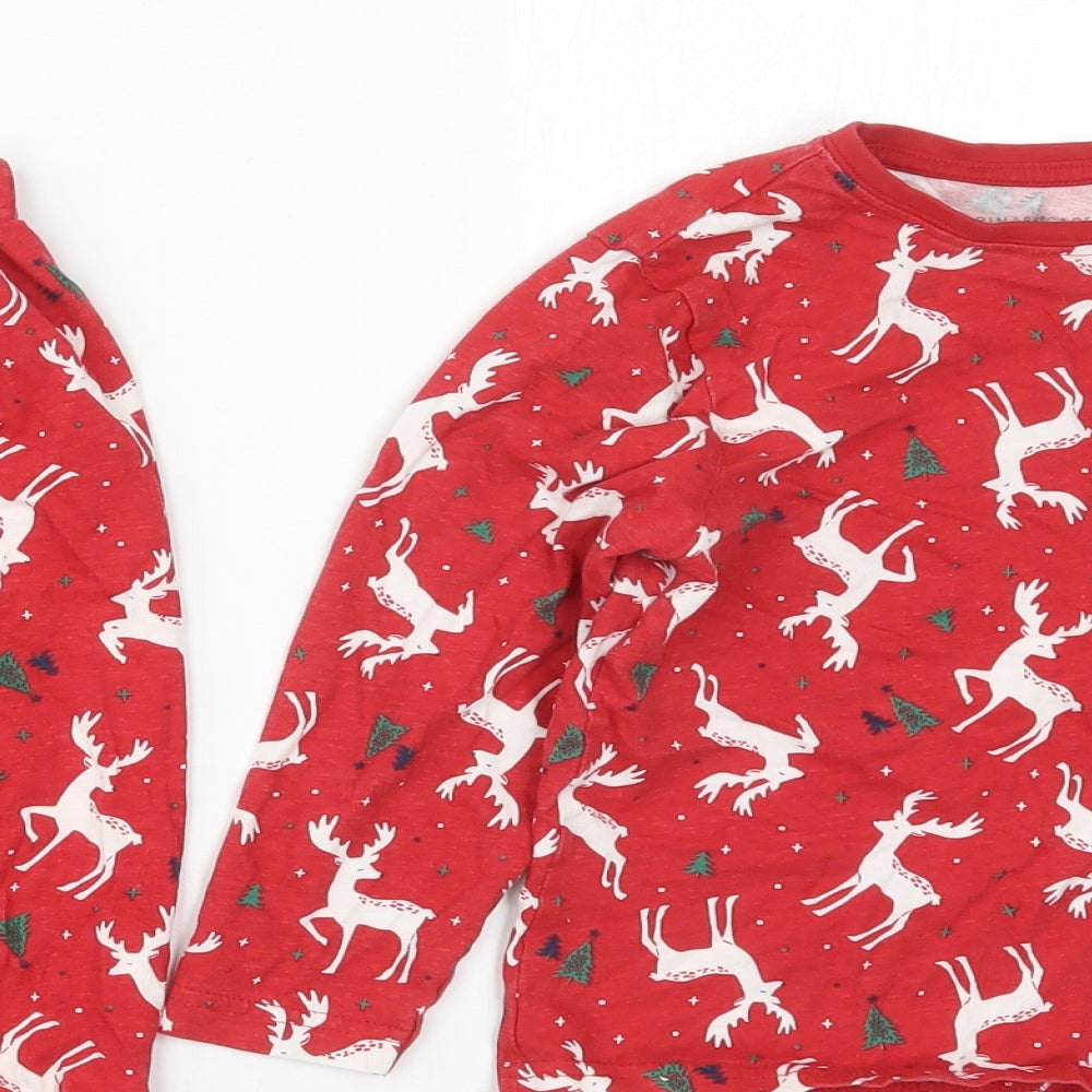 Primark Boys Red Solid Cotton  One Piece Size 5-6 Years  Pullover - Christmas Prints