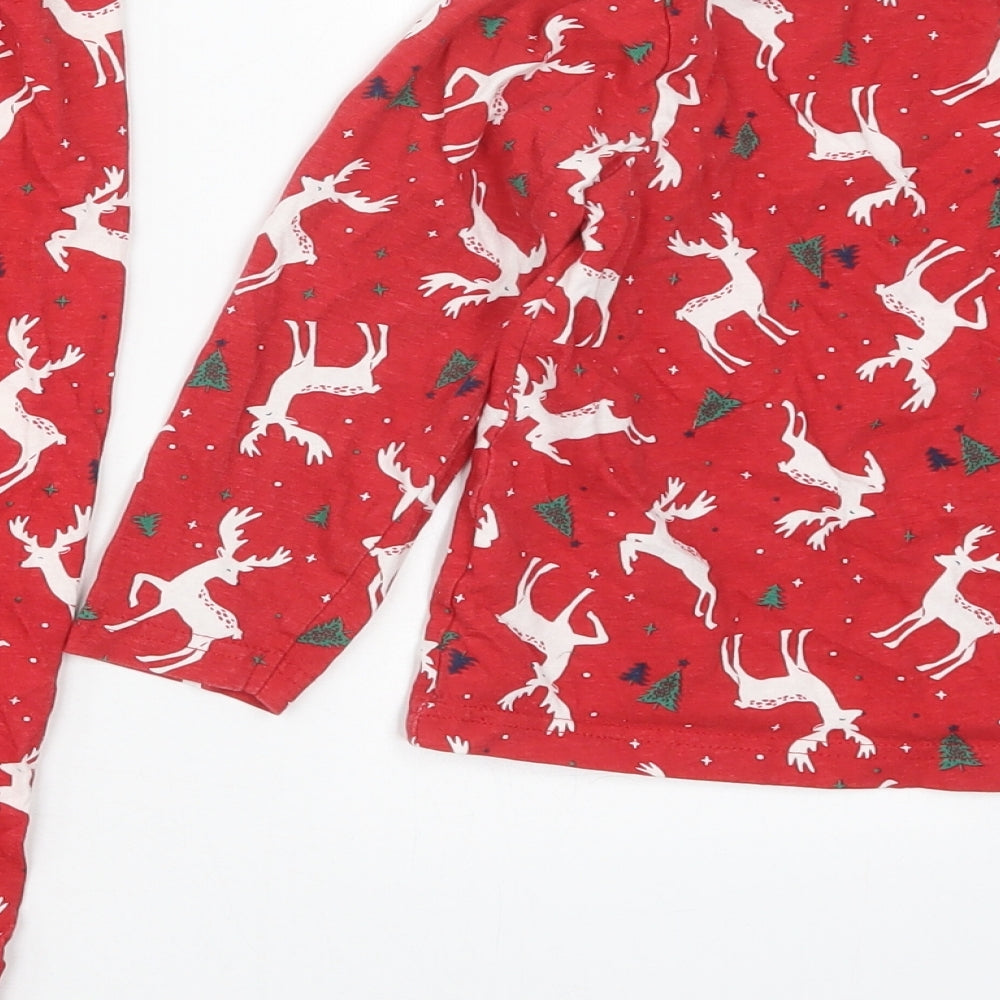 Primark Boys Red Solid Cotton  One Piece Size 5-6 Years  Pullover - Christmas Prints