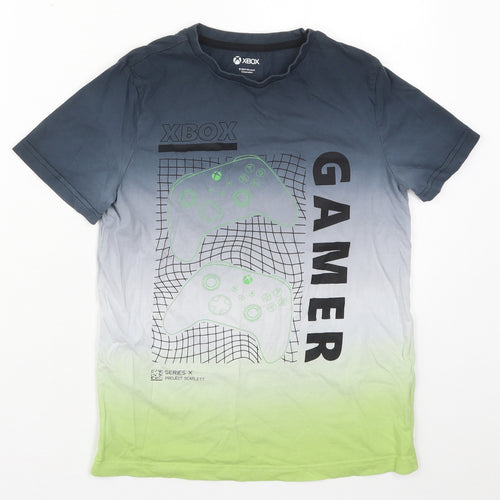 Tesco Boys Green  Cotton Basic T-Shirt Size 9-10 Years Crew Neck Pullover - Xbox Gaming
