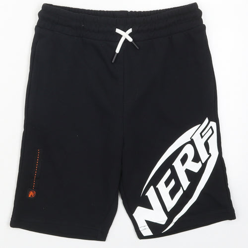 Tesco Boys Black  Cotton Sweat Shorts Size 9-10 Years  Regular Drawstring - Nerf