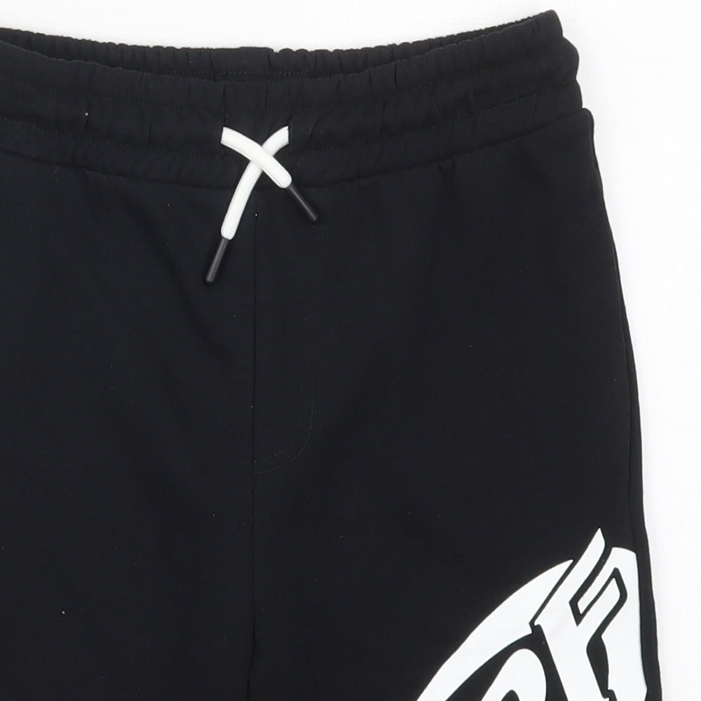 Tesco Boys Black  Cotton Sweat Shorts Size 9-10 Years  Regular Drawstring - Nerf