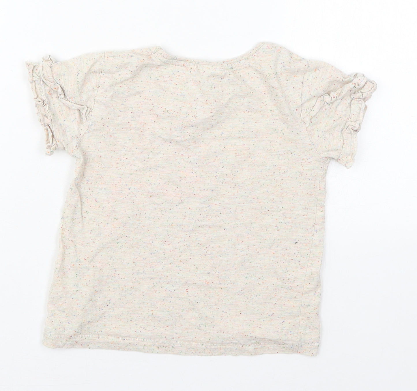 NEXT Girls Beige  Cotton Basic T-Shirt Size 4-5 Years Crew Neck Pullover - Bunny