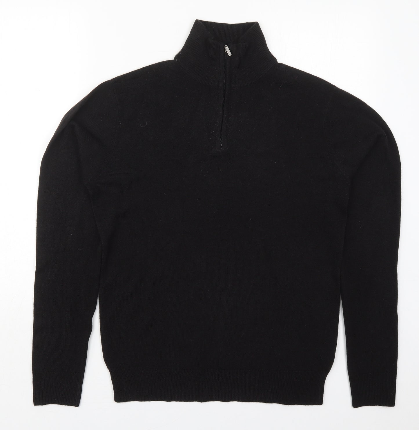 Cedar Wood State Mens Black High Neck  Acrylic Pullover Jumper Size S