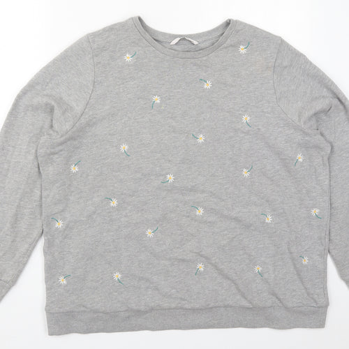 TU Womens Grey Floral Cotton Pullover Sweatshirt Size 20  Pullover
