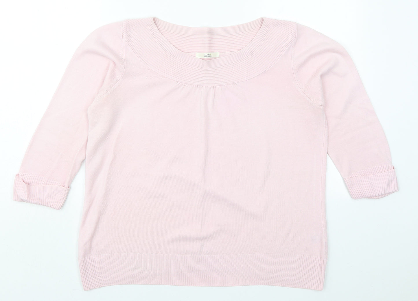 Marks and Spencer Womens Pink Round Neck  Acrylic Pullover Jumper Size 16