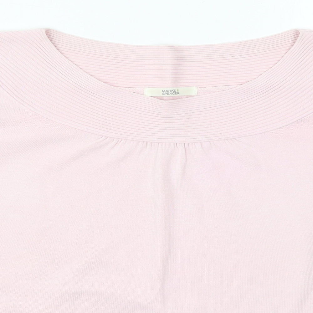 Marks and Spencer Womens Pink Round Neck  Acrylic Pullover Jumper Size 16