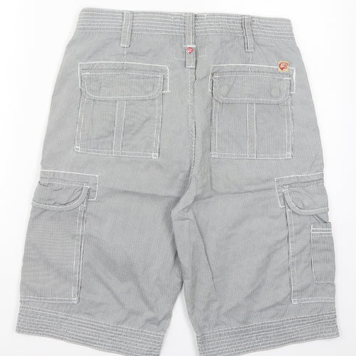 Tokyo Laundry Mens Grey Striped Cotton Bermuda Shorts Size 30 L11 in Regular Button