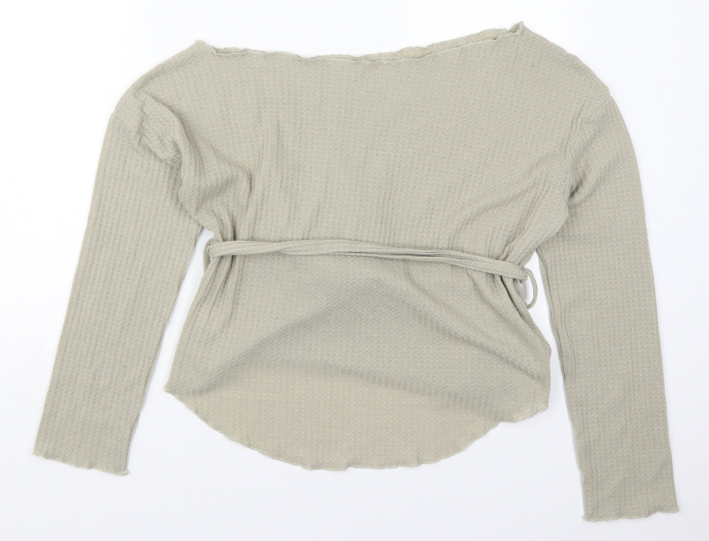 SheIn Womens Green  Polyester Basic T-Shirt Size L Boat Neck