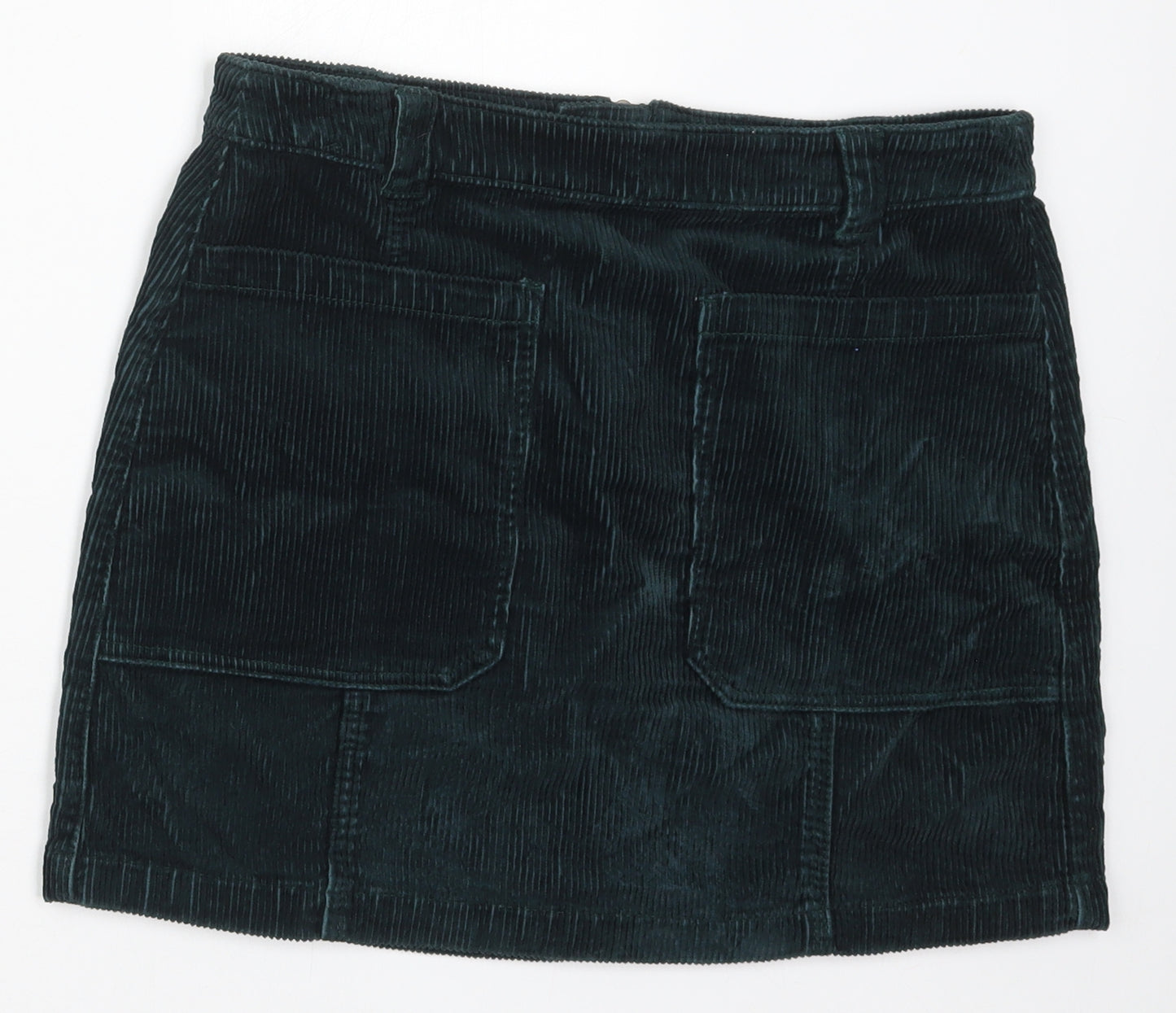 Marks and Spencer Womens Green  Cotton Mini Skirt Size 12   Zip