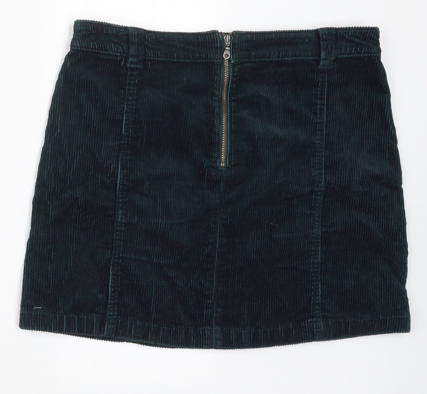 Marks and Spencer Womens Green  Cotton Mini Skirt Size 12   Zip