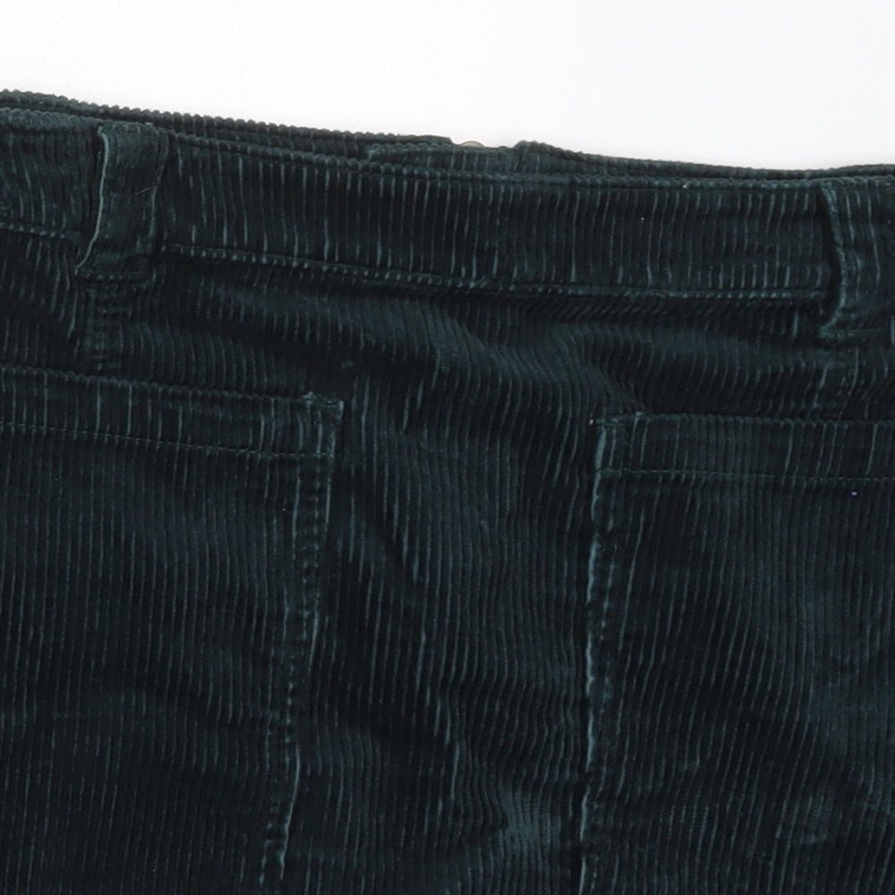Marks and Spencer Womens Green  Cotton Mini Skirt Size 12   Zip