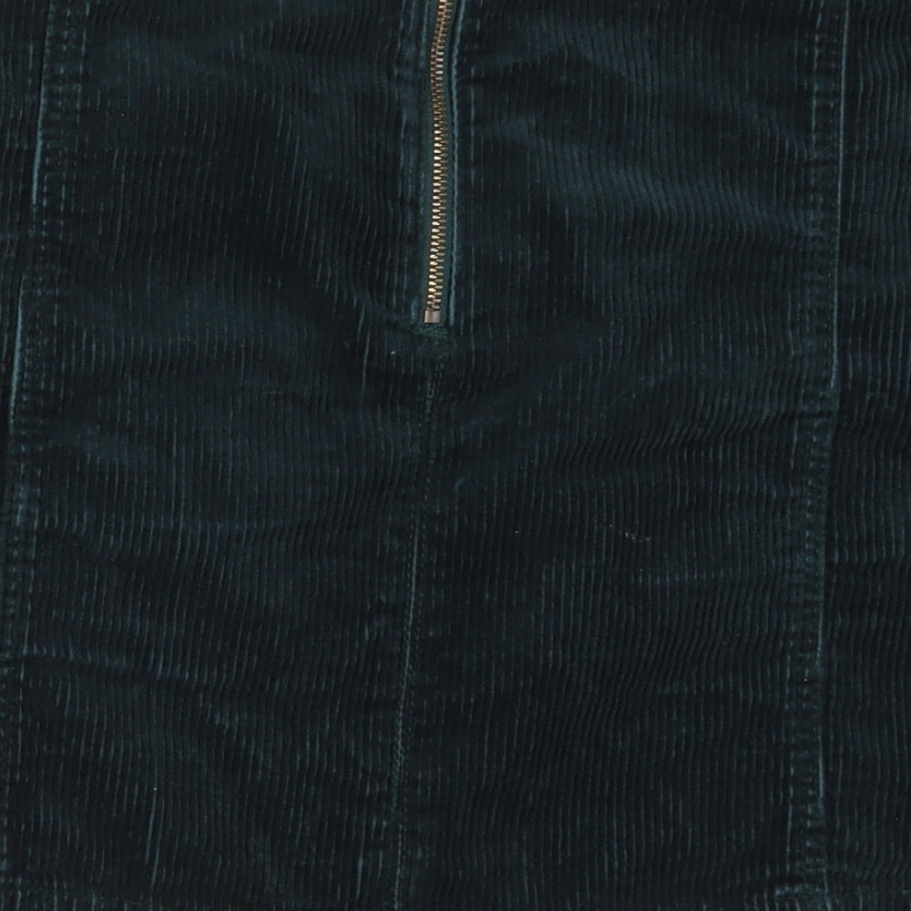Marks and Spencer Womens Green  Cotton Mini Skirt Size 12   Zip