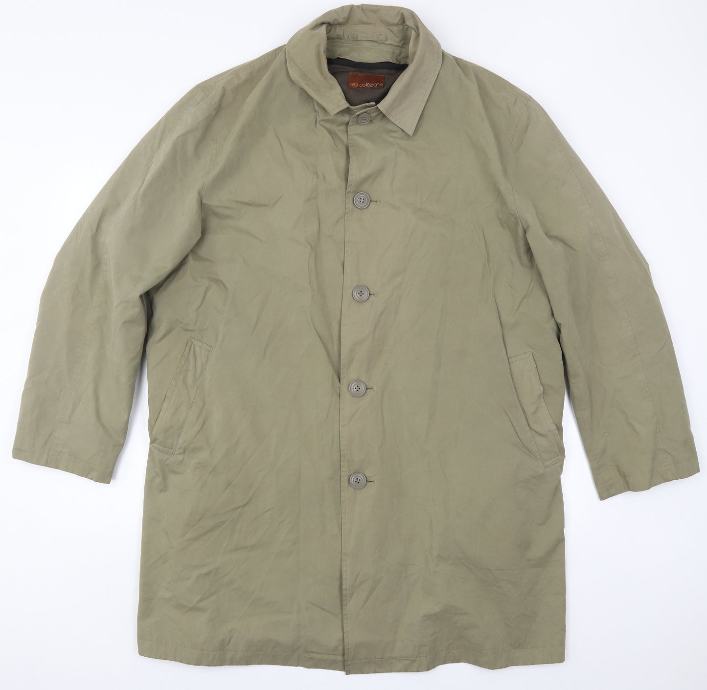 Marks and Spencer Mens Green   Overcoat Coat Size L  Button