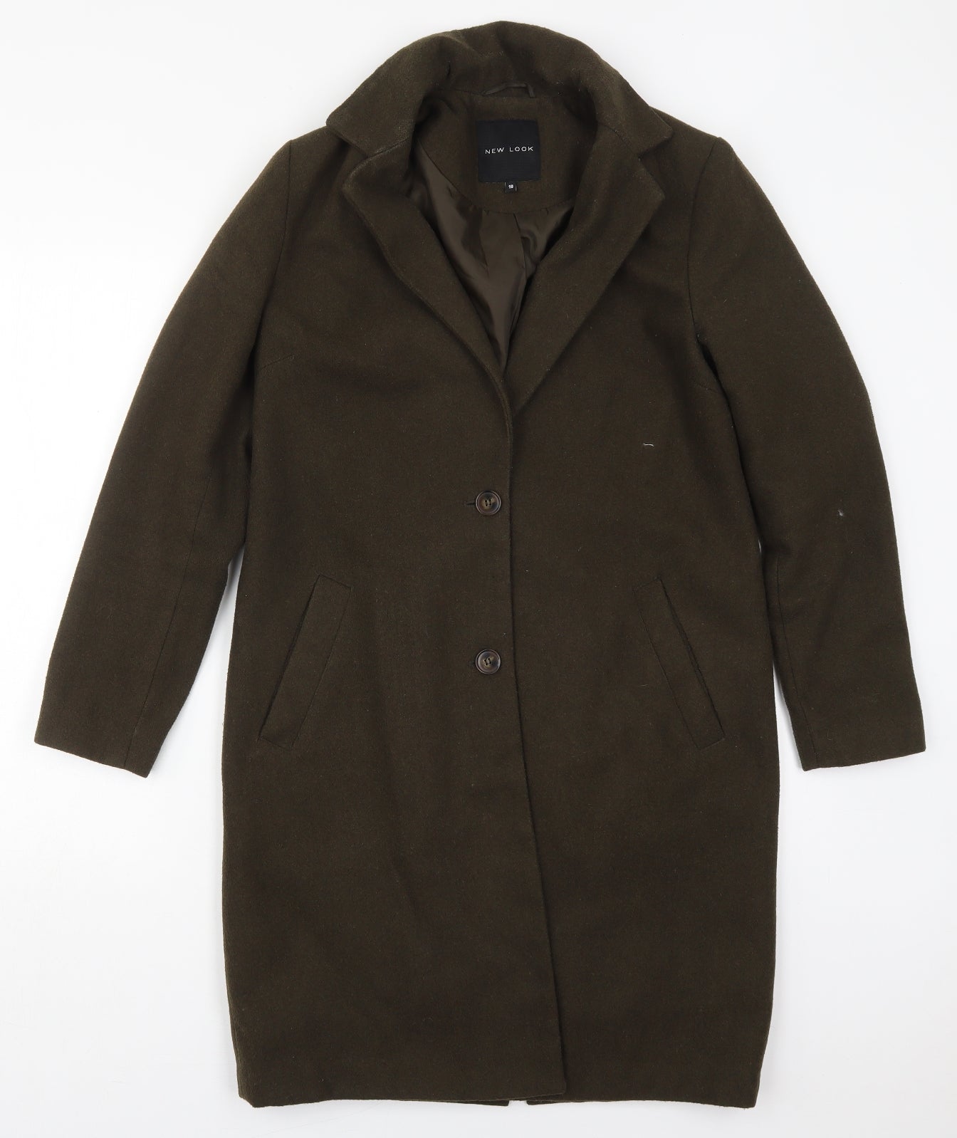 New Look Womens Green   Pea Coat Coat Size 10  Button