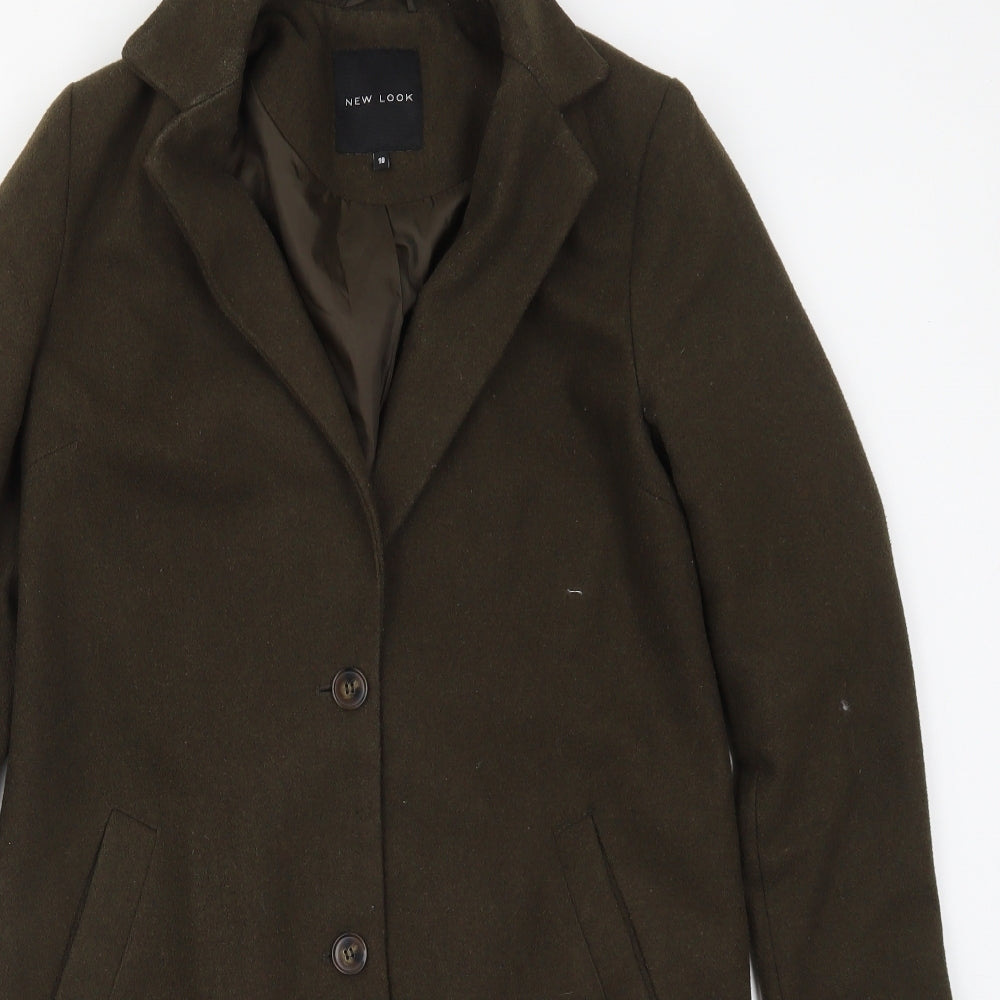 New Look Womens Green   Pea Coat Coat Size 10  Button