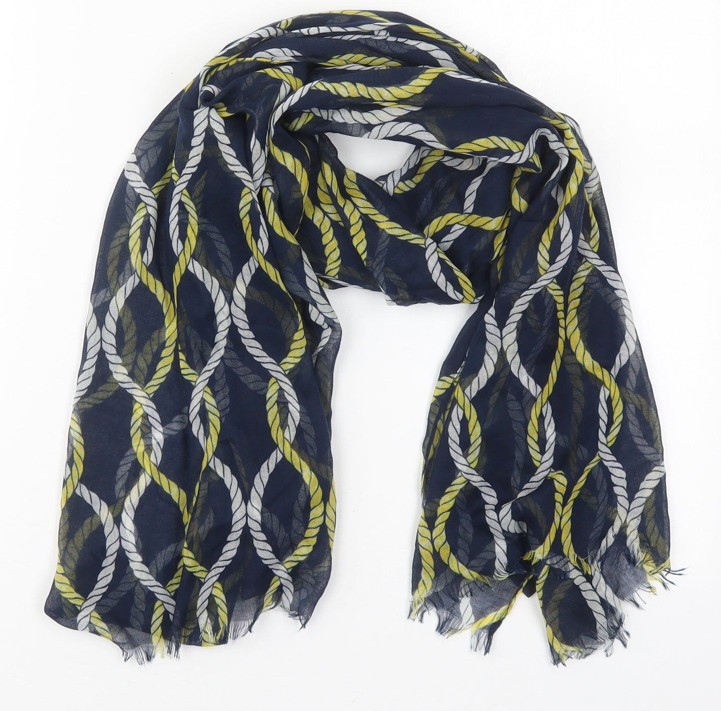 Marks and Spencer Womens Blue Geometric Viscose  Scarf