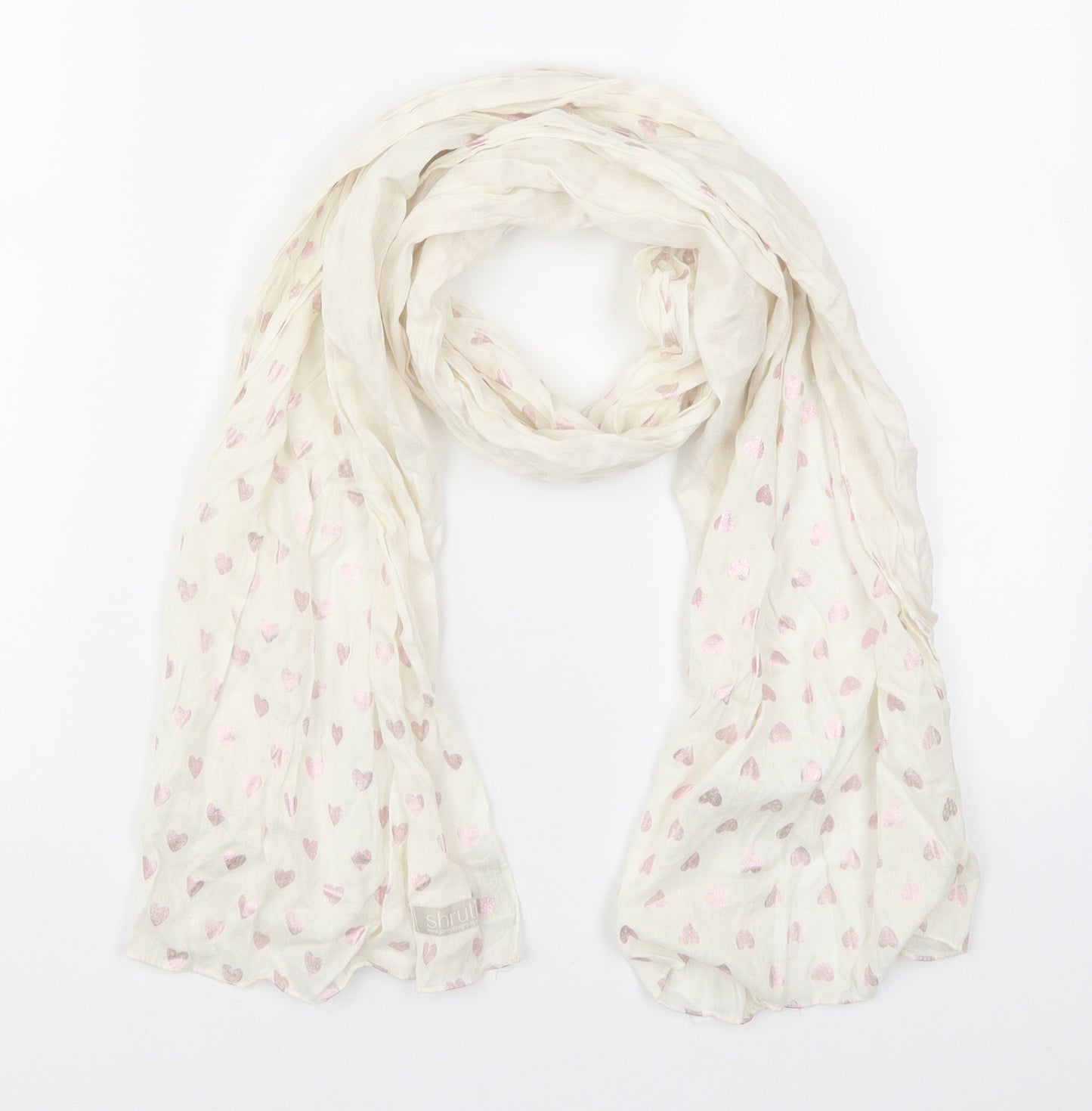 Shuruti Womens Ivory Geometric Cotton  Scarf    - Hearts
