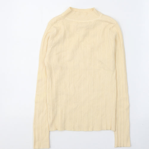 Cherry Koko Womens Beige  Elastane Jersey Blouse Size M High Neck