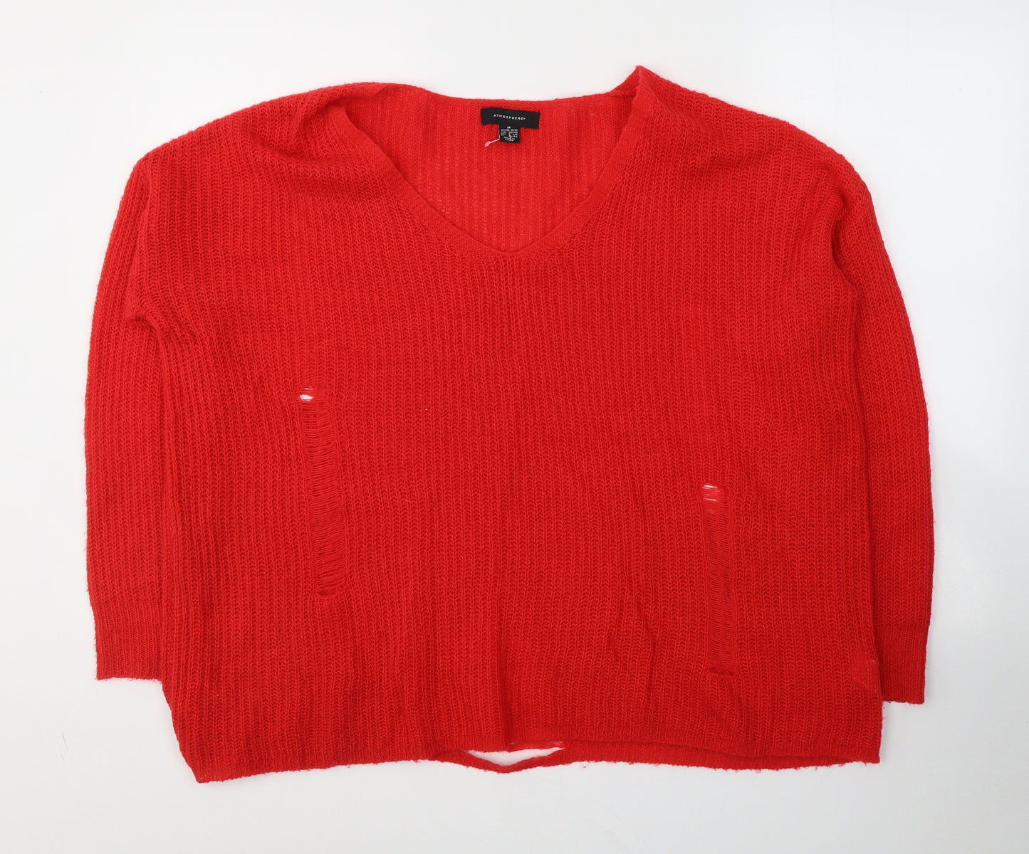 Atmosphere Womens Red Round Neck  Acrylic Pullover Jumper Size 10