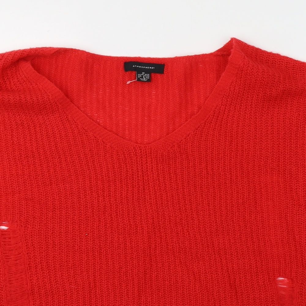 Atmosphere Womens Red Round Neck  Acrylic Pullover Jumper Size 10