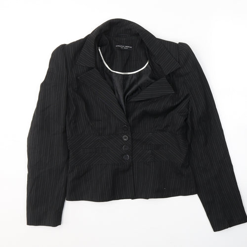Dorothy Perkins Womens Black Striped Polyester Jacket Suit Jacket Size 12