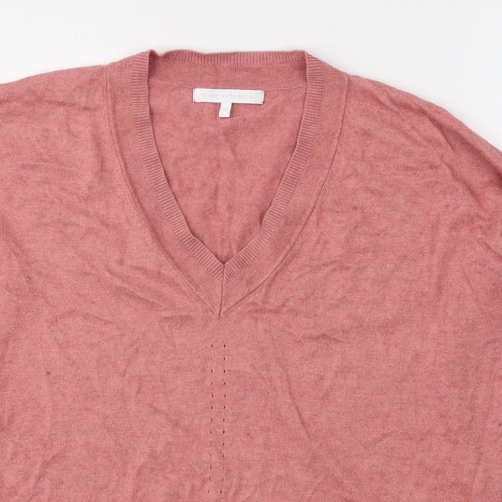 NEXT Womens Pink  Cotton Jersey T-Shirt Size 16 V-Neck