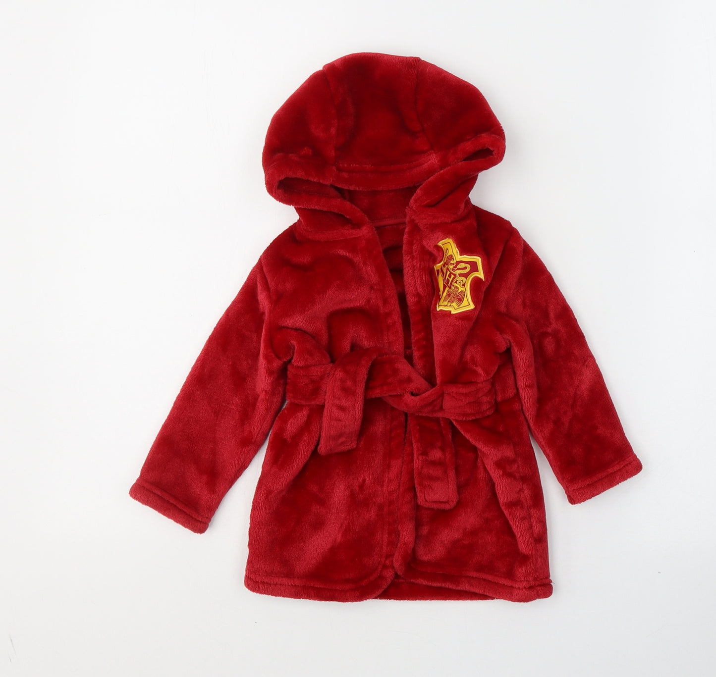 Harry Potter Baby Red Solid Polyester Kimono Gown Size 6-9 Months  Tie