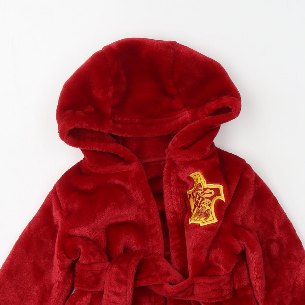 Harry Potter Baby Red Solid Polyester Kimono Gown Size 6-9 Months  Tie