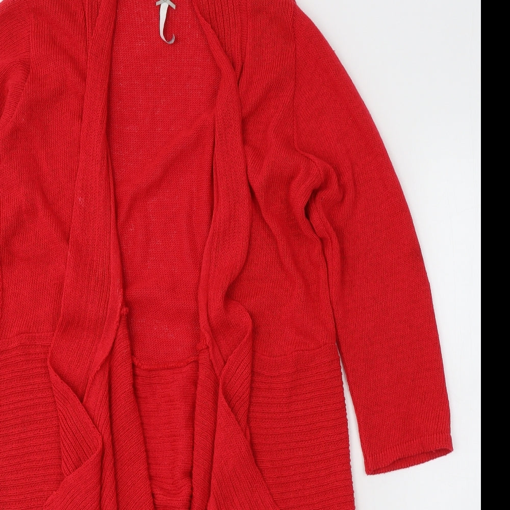 Note Womens Red V-Neck  Cotton Cardigan Jumper Size 12