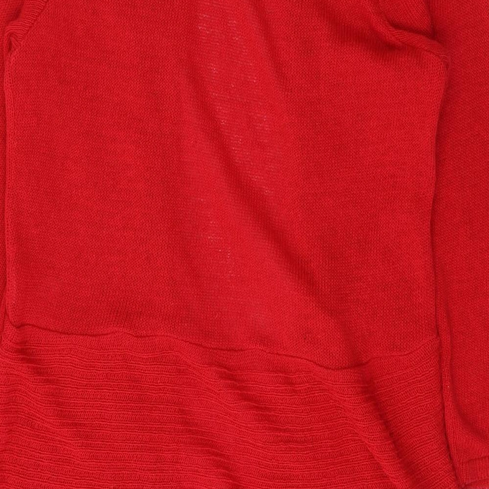 Note Womens Red V-Neck  Cotton Cardigan Jumper Size 12