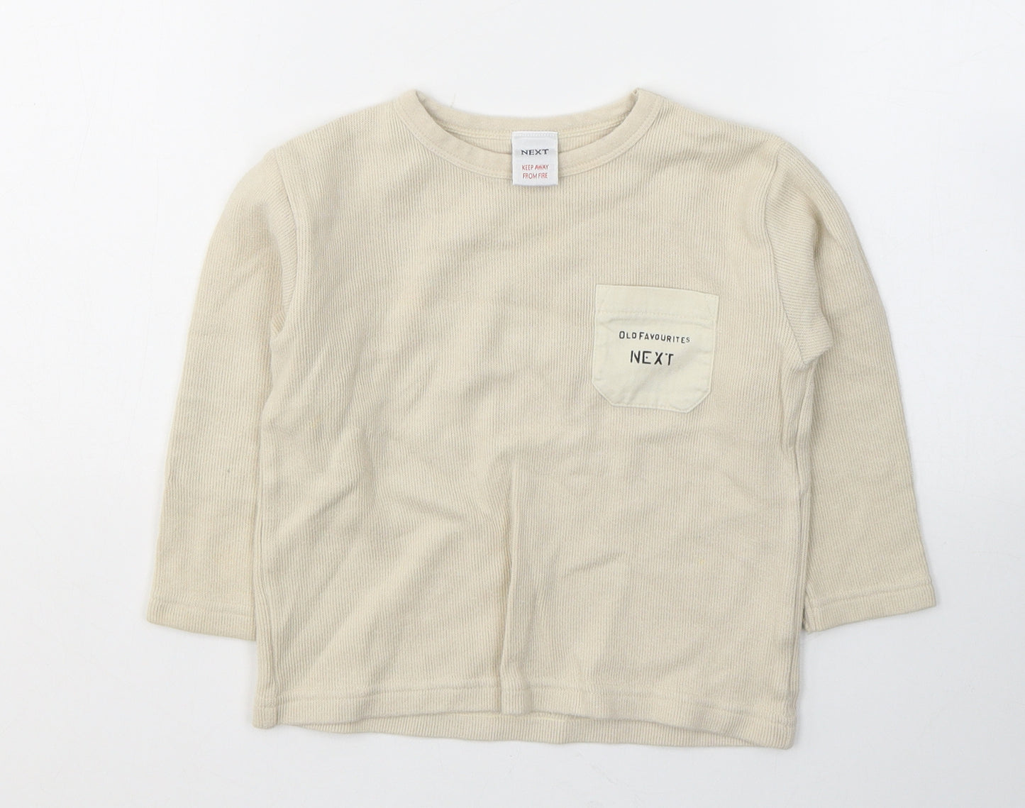 NEXT Boys Beige  Cotton Pullover Casual Size 2-3 Years Round Neck Pullover