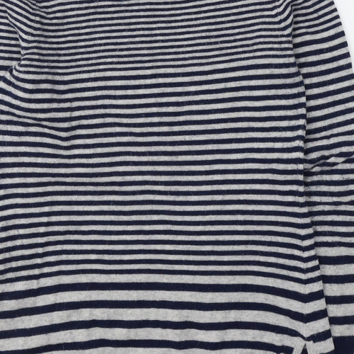 Kenar Womens Grey Striped Cotton Jersey T-Shirt Size S Round Neck