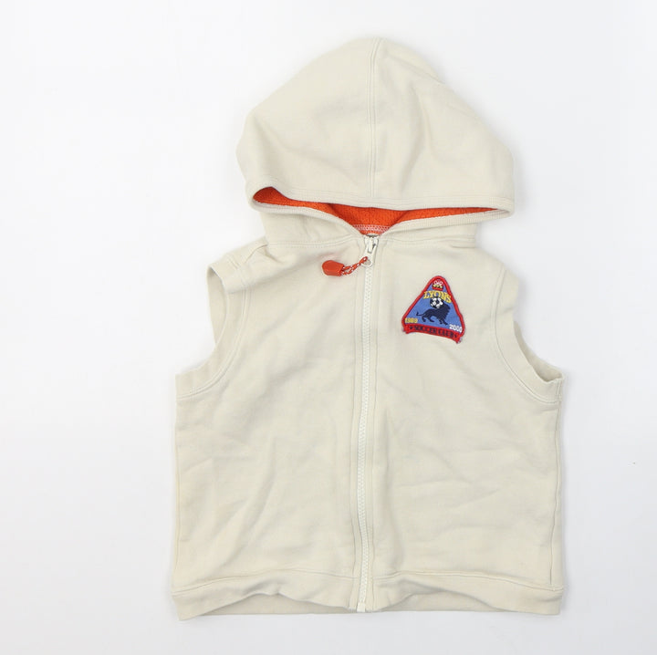 Gap Boys Beige  Cotton Vest Hoodie Size 3 Years  Zip - Football