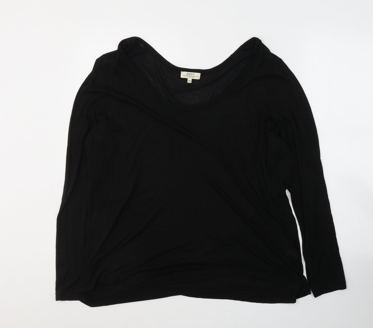 Papaya Womens Black  Modal Jersey T-Shirt Size 20 Round Neck