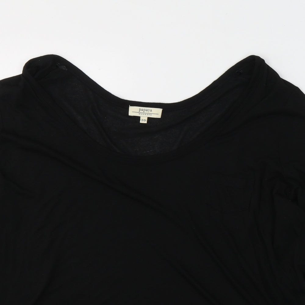 Papaya Womens Black  Modal Jersey T-Shirt Size 20 Round Neck