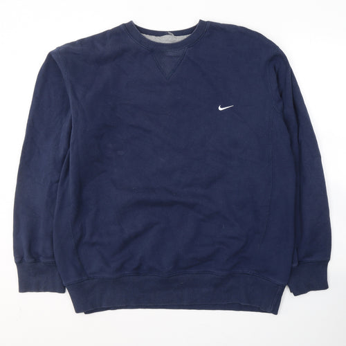 Nike Mens Blue  Cotton Pullover Sweatshirt Size M