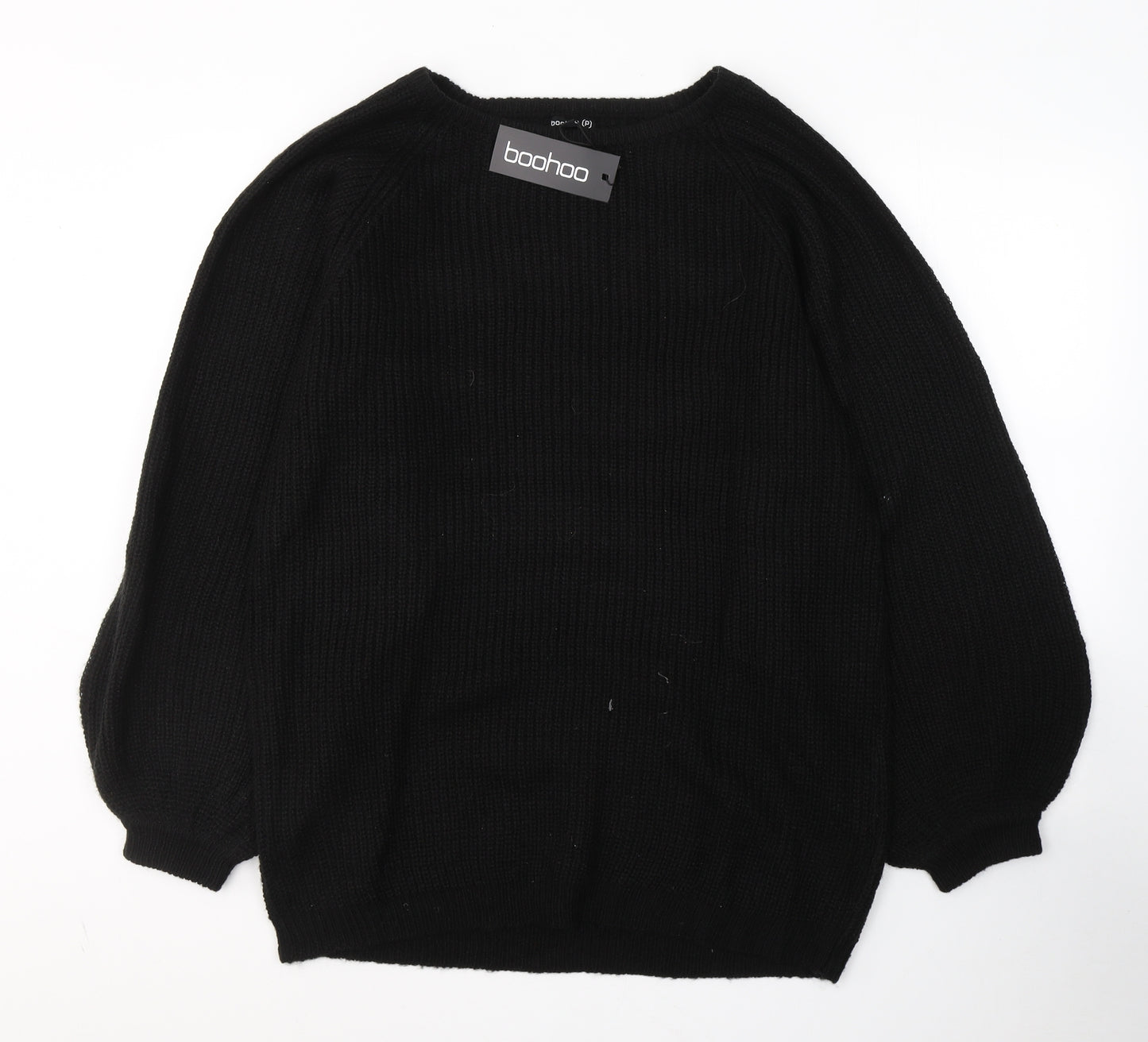 Boohoo Womens Black Round Neck  Acrylic Pullover Jumper Size M