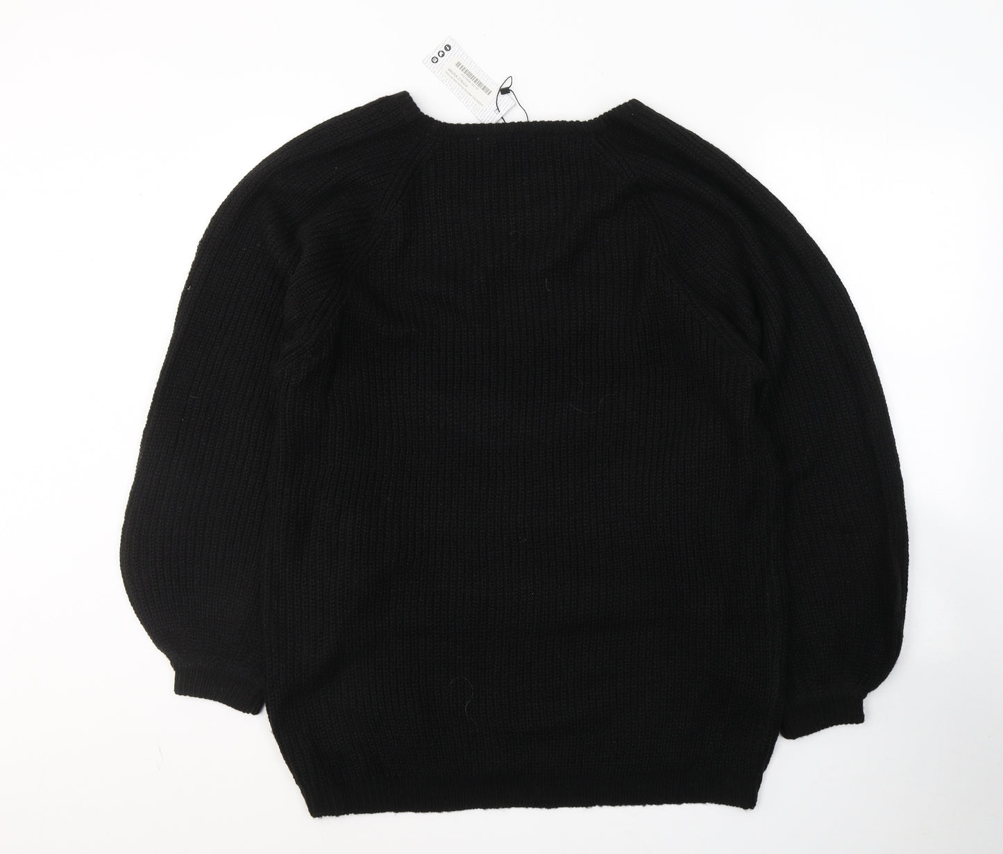 Boohoo Womens Black Round Neck  Acrylic Pullover Jumper Size M