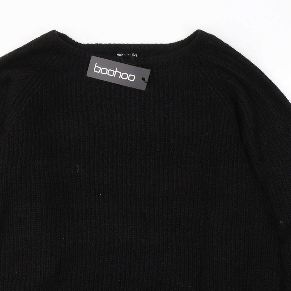 Boohoo Womens Black Round Neck  Acrylic Pullover Jumper Size M