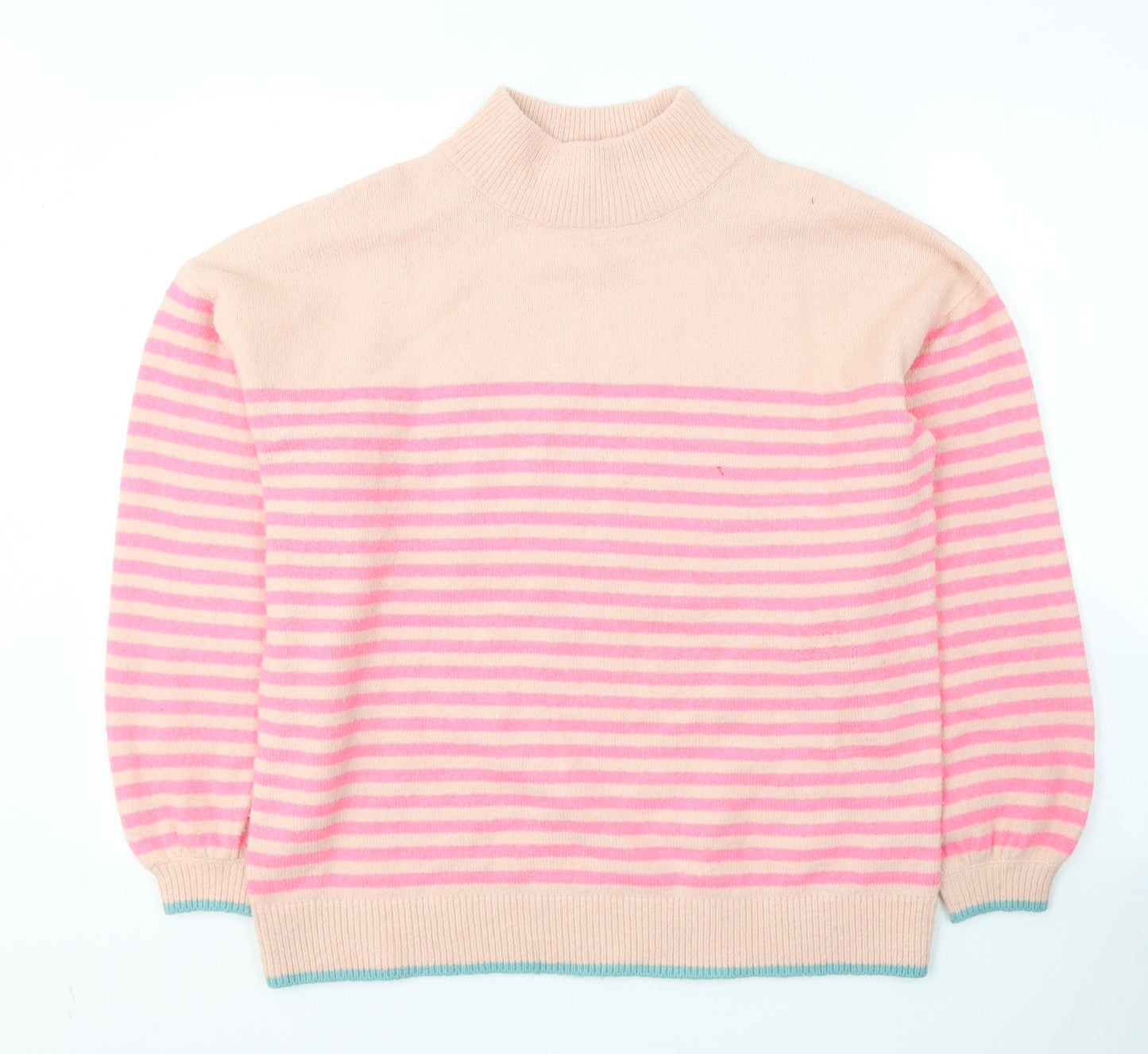 Capsule Womens Pink Round Neck Striped Acrylic Pullover Jumper Size 12