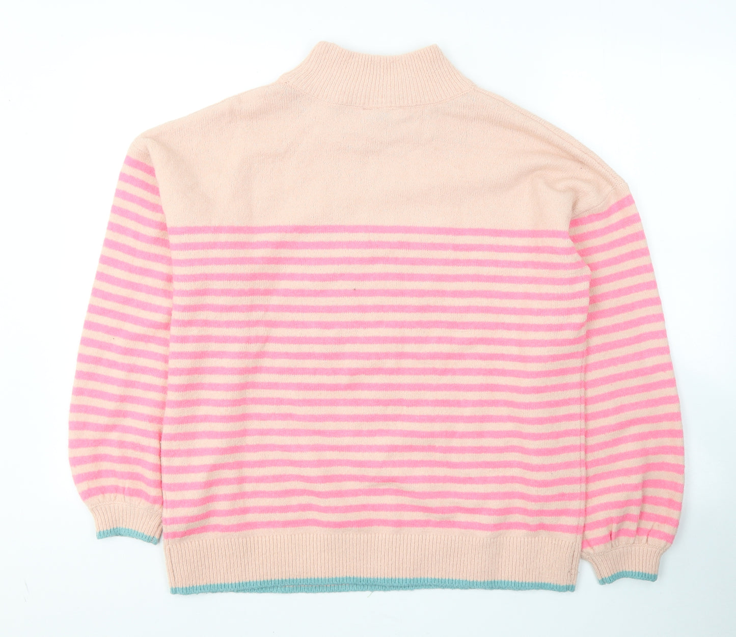 Capsule Womens Pink Round Neck Striped Acrylic Pullover Jumper Size 12