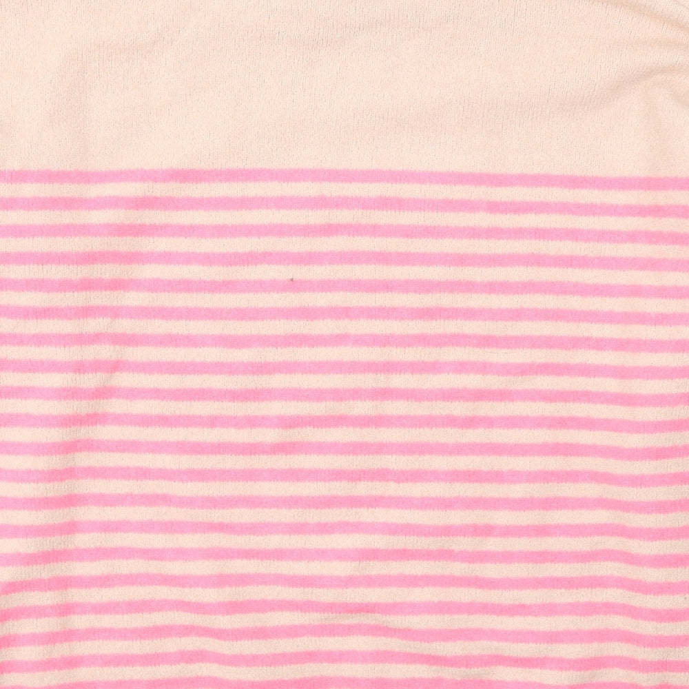 Capsule Womens Pink Round Neck Striped Acrylic Pullover Jumper Size 12