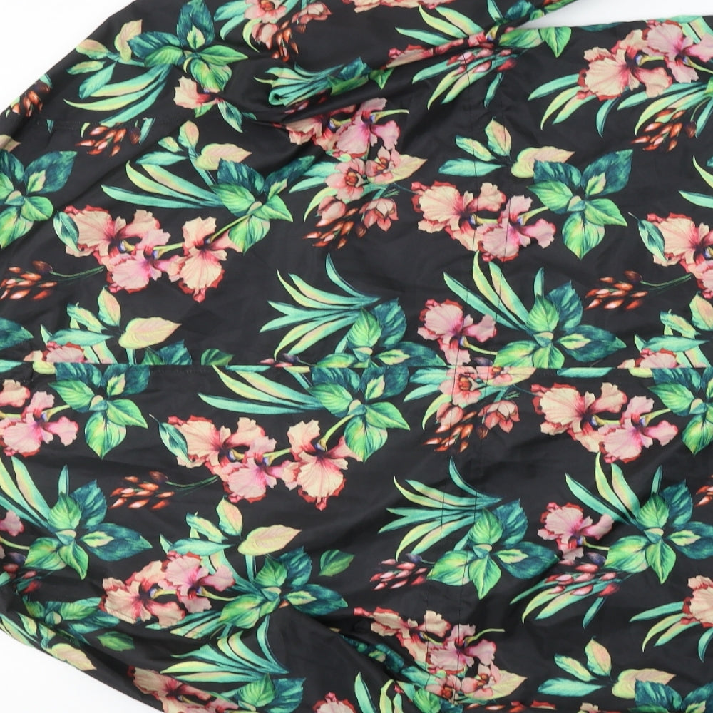 Primark Womens Black Floral  Rain Coat Coat Size XL  Zip