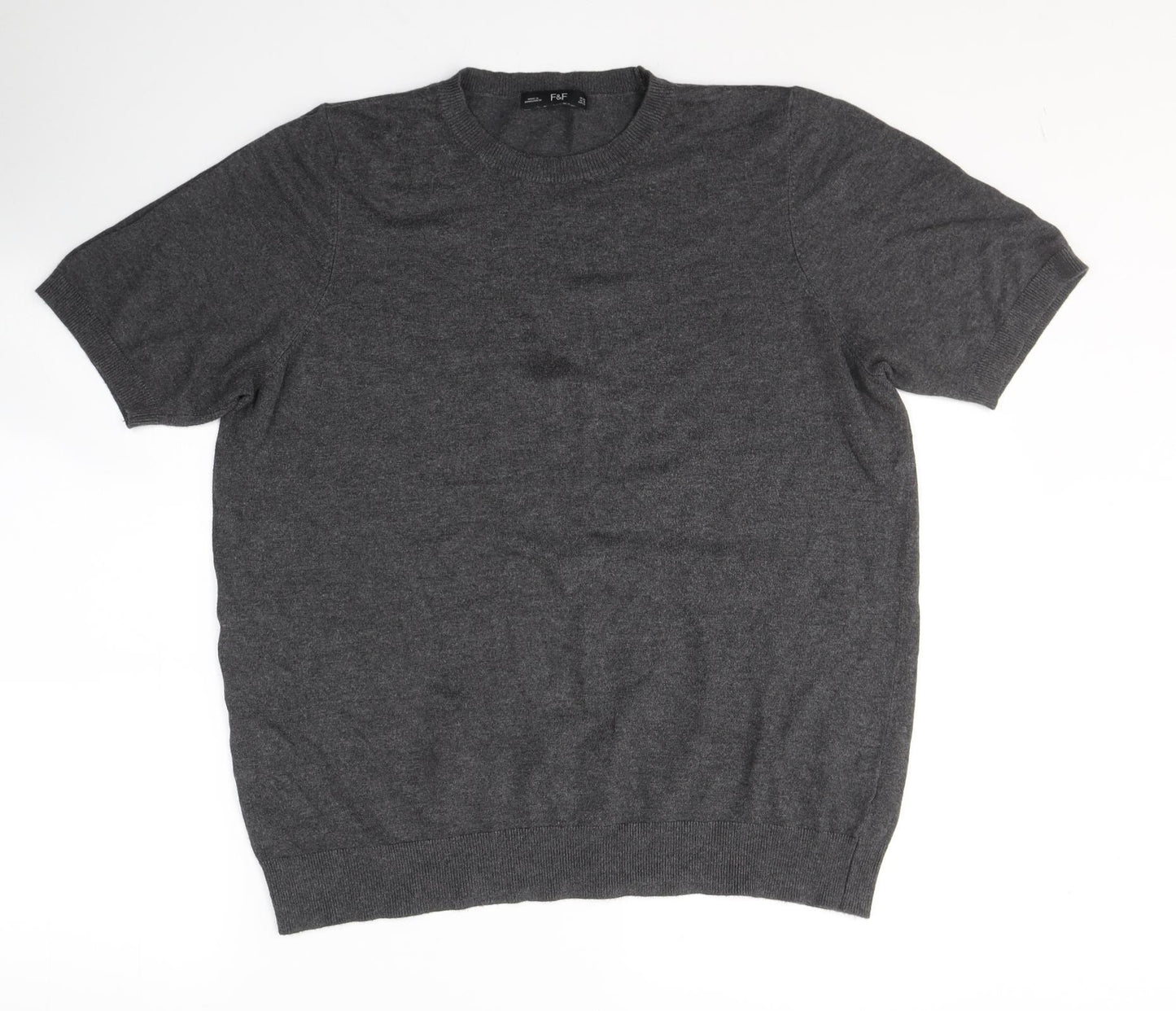 F&F Womens Grey  Viscose Basic T-Shirt Size 22 Round Neck